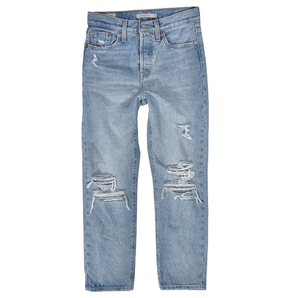 Levis Premium Wedgie Straight Jeans 25 90s Distress 0 2 Coastal Cowgirl Retro
